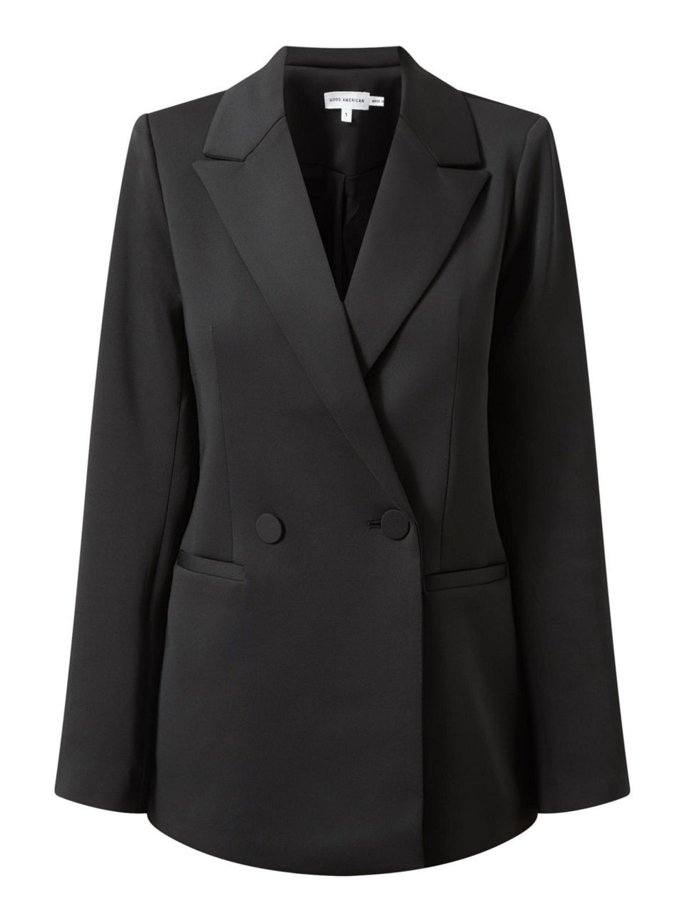 Good American Black Scuba Blazer 2.0 Size 6 US 3X Double Breasted NWOT Stretch